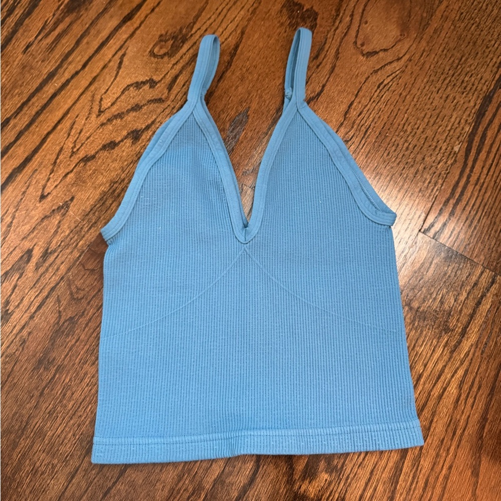 FP Movement Happiness Runs V neck Tank in Dusty Blue